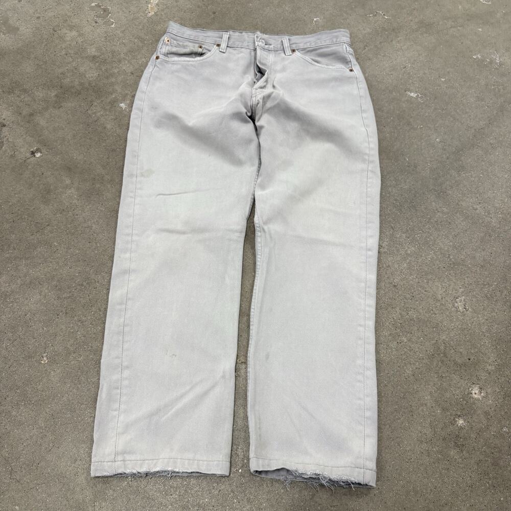 VINTAGE 90s LEVIS 501 USA BUTTON FLY STRAIGHT LEG JEANS 34x30(32.5x27) GREY